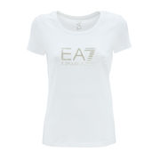 T-SHIRT GIROCOLLO IN JERSEY STRETCH CON LOGO Donna Bianco Oro T-SHIRT GIROCOLLO IN JERSEY STRETCH CON LOGO Donna Bianco Oro