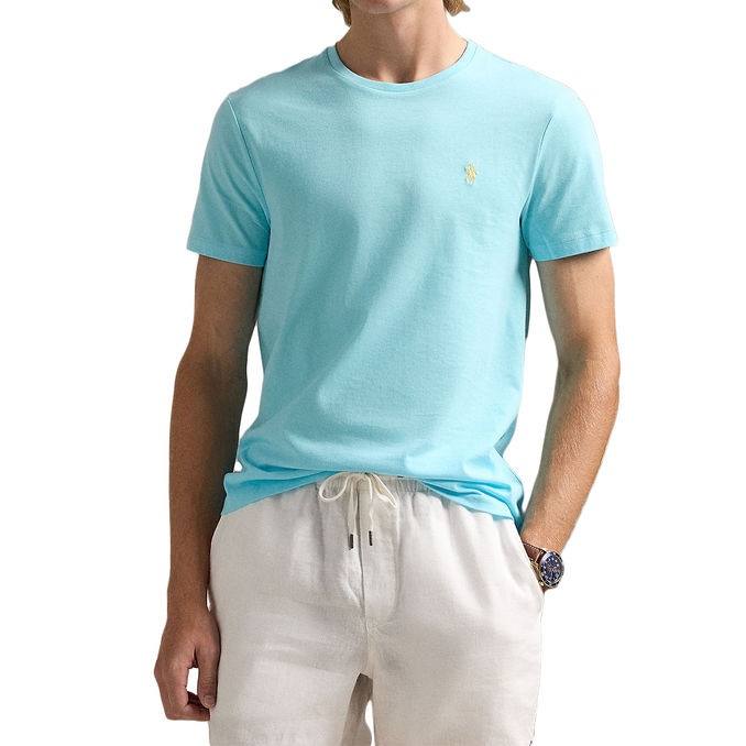T-SHIRT GIROCOLLO SLIM FIT JERSEY Uomo Aqua Blue
