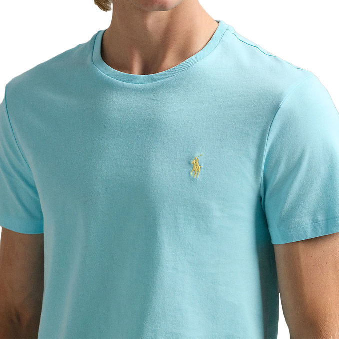T-SHIRT GIROCOLLO SLIM FIT JERSEY Uomo Aqua Blue