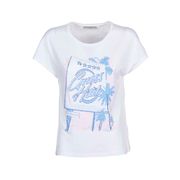 T-SHIRT GLAMOUR CON STAMPA E PERLINE Donna Bianco Rosso Azzurro T-SHIRT GLAMOUR CON STAMPA E PERLINE Donna Bianco Rosso Azzurro