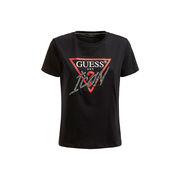 T-SHIRT ICON CON LOGO E APPLICAZIONI STRASS Donna Jet Black T-SHIRT ICON CON LOGO E APPLICAZIONI STRASS Donna Jet Black