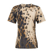 T-SHIRT IN COTONE CON STAMPA ANIMALIER Donna Multibeige T-SHIRT IN COTONE CON STAMPA ANIMALIER Donna Multibeige