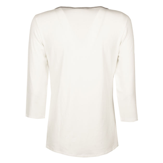 T.SHIRT IN VISCOSA STRETCH Donna Off-White & Taupe