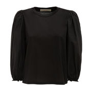 T-SHIRT JERSEY MANICHE 3/4 POPELINE  Donna Nero T-SHIRT JERSEY MANICHE 3/4 POPELINE  Donna Nero