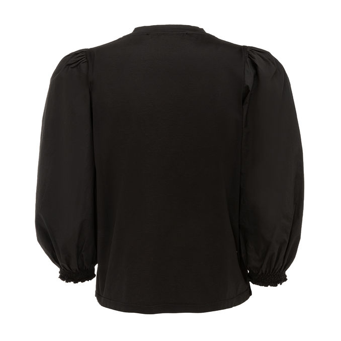 T-SHIRT JERSEY MANICHE 3/4 POPELINE  Donna Nero