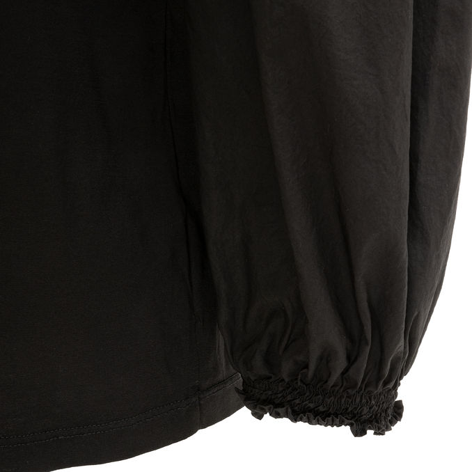 T-SHIRT JERSEY MANICHE 3/4 POPELINE  Donna Nero