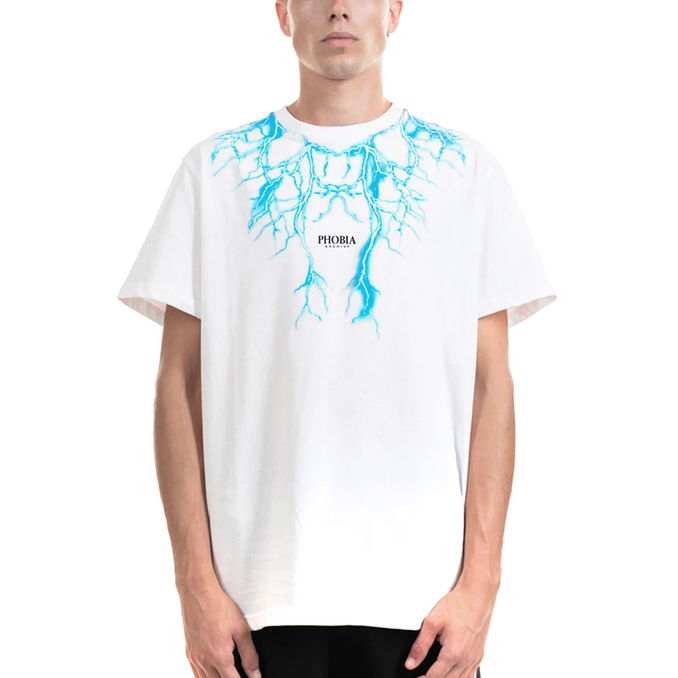 PHOBIA TSHIRT LIGHT BLUE LIGHTINING Uomo White Mascheroni Store