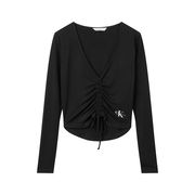 T-SHIRT MANICHE LUNGHE CON CORDINO Donna Nero T-SHIRT MANICHE LUNGHE CON CORDINO Donna Nero