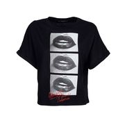 T-SHIRT OMBRETTA STAMPA CON LOGO Donna Nero Bianco Rosso T-SHIRT OMBRETTA STAMPA CON LOGO Donna Nero Bianco Rosso