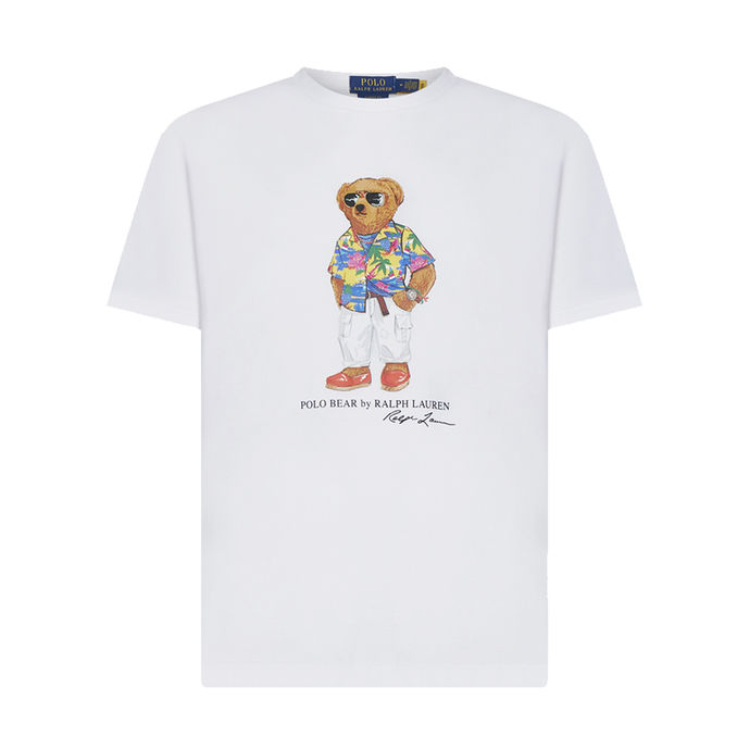 T-SHIRT ORSETTO PATCH Uomo White Beach Club Bear 
