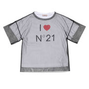 T-SHIRT OVER GIROCOLLO IN COTONE E TULLE Bambina Bianco Nero T-SHIRT OVER GIROCOLLO IN COTONE E TULLE Bambina Bianco Nero
