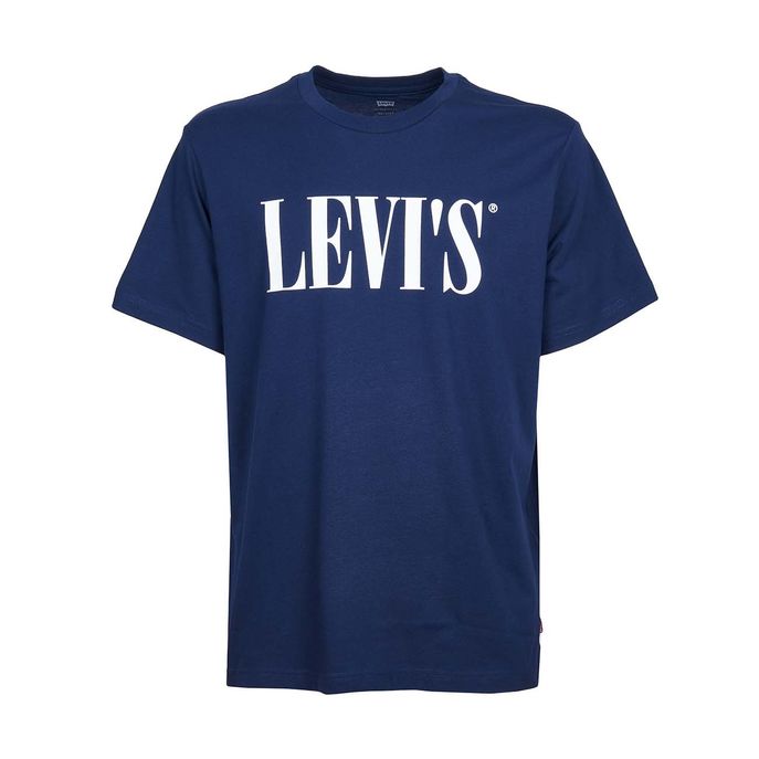 T-SHIRT RELAXED GRAPHIC CON LOGO SERIF Uomo Blu navy Bianco