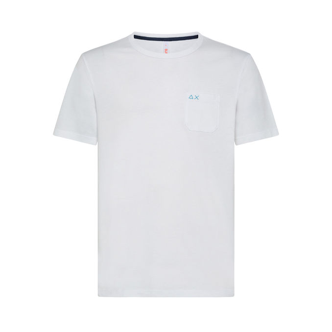 T-SHIRT ROUND SOLID POCKET Uomo Bianco