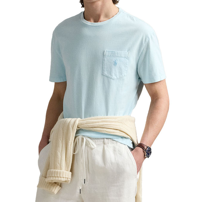 T-SHIRT SLIM FIT CON TASCHINO Uomo Sky