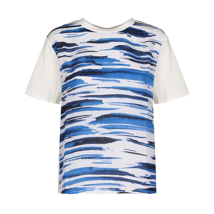 T-SHIRT TRONTO CON INSERTO IN SETA FANTASIA Donna White Ocean