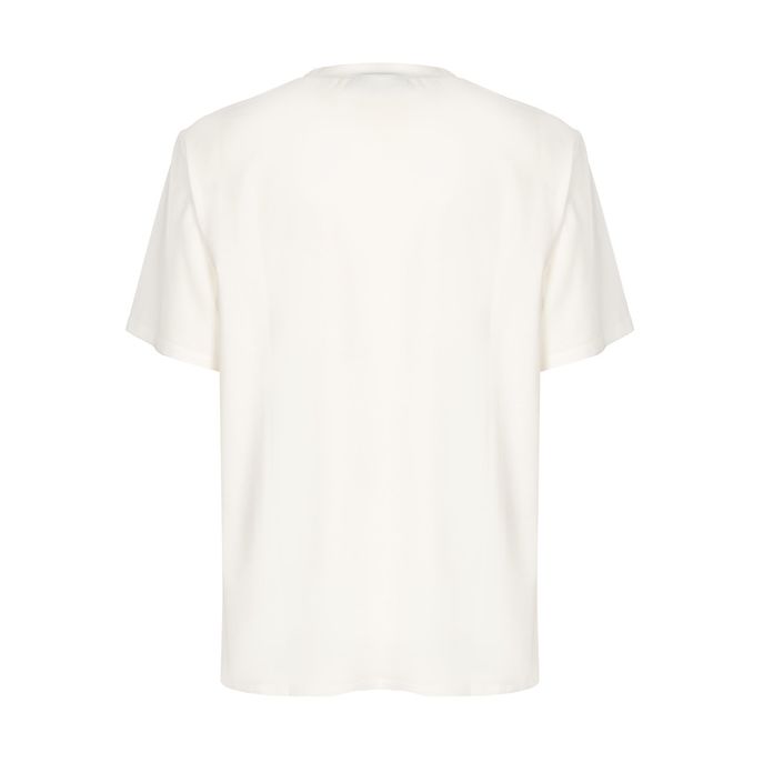 T-SHIRT TRONTO CON INSERTO IN SETA FANTASIA Donna White Ocean