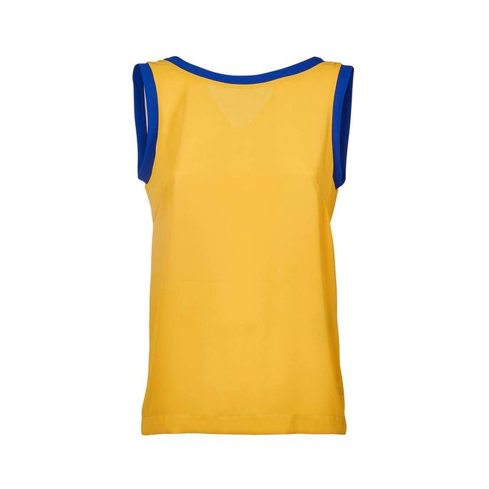 TANK TOP IN GEORGETTE CON PROFILO A CONTRASTO Donna Girasole Blu iris