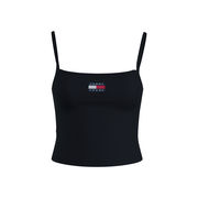 TOP A COSTE CON SPALLINE E LOGO CENTER BADGE Donna Nero TOP A COSTE CON SPALLINE E LOGO CENTER BADGE Donna Nero
