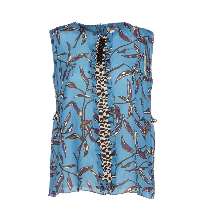 TOP AVIO FANTASIA CON ROUCHES Donna Azzurro