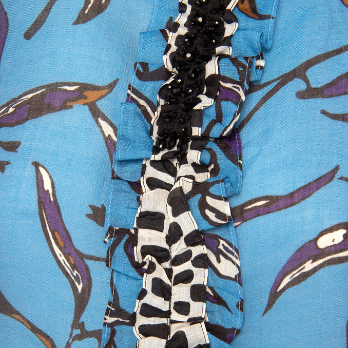 TOP AVIO FANTASIA CON ROUCHES Donna Azzurro