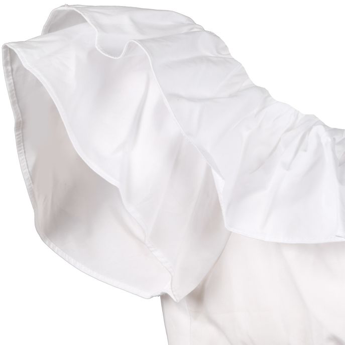TOP CORTO CON VOULANT IN POPELINE Donna Bianco