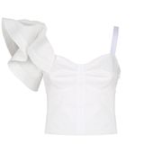 TOP CORTO IN COTONE CON VOULANT Donna Bianco TOP CORTO IN COTONE CON VOULANT Donna Bianco
