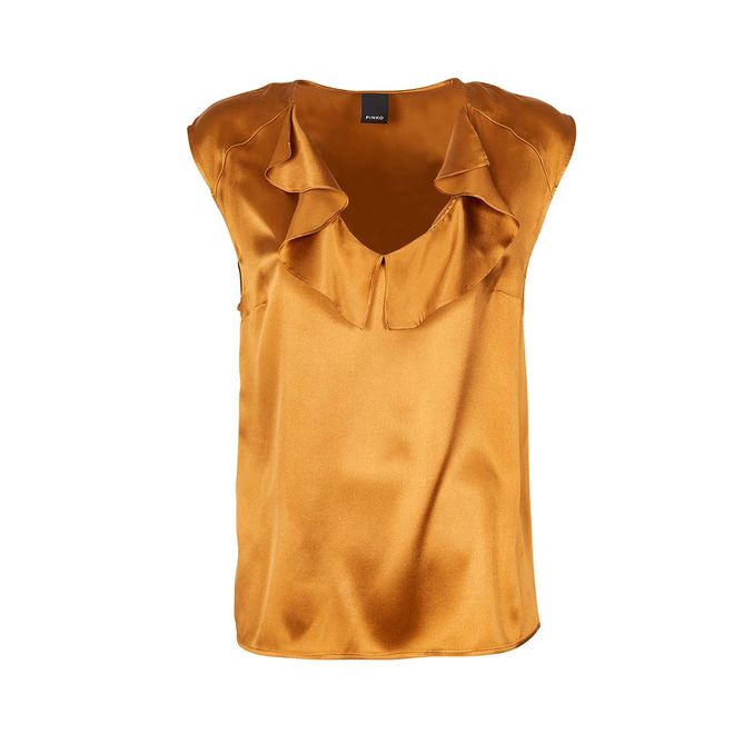 TOP FASCINOSO IN SATIN CON VOLANT