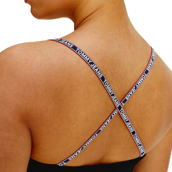 TOP IN CREPE CON SPALLINE LOGATE Donna Nero