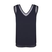 TOP IN CREPE DE CHINE CON INSERTI IN VOILE TOP IN CREPE DE CHINE CON INSERTI IN VOILE