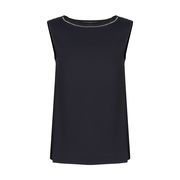 TOP IN CREPE DI SETA CON GIROCOLLO DECORATO Donna Navy TOP IN CREPE DI SETA CON GIROCOLLO DECORATO Donna Navy