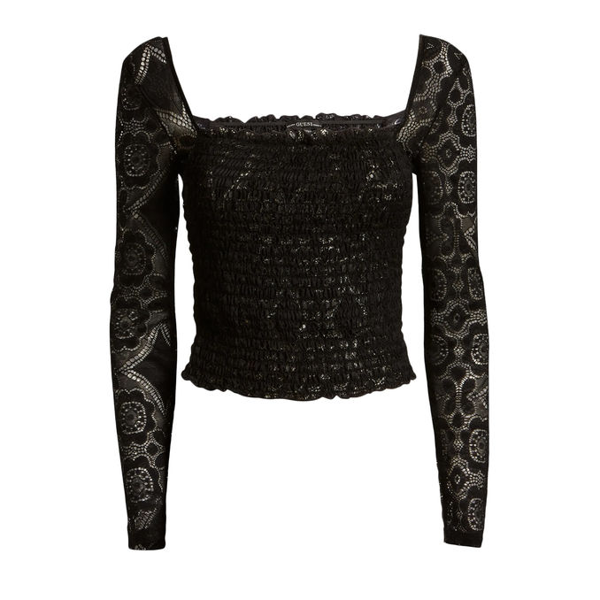 TOP MOCKED DECORA PIZZO Donna Jet Black