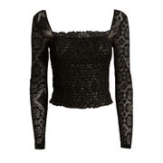 TOP MOCKED DECORA PIZZO Donna Jet Black  TOP MOCKED DECORA PIZZO Donna Jet Black