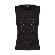 TOP SMANICATO IN MAGLIA CON BORCHIETTE ORO Donna Nero TOP SMANICATO IN MAGLIA CON BORCHIETTE ORO Donna Nero