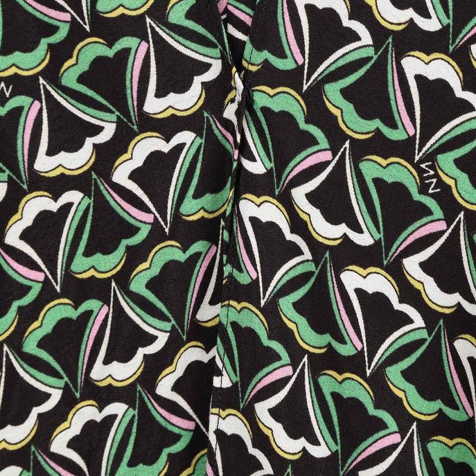 TOP STAMPA LIBERTY CON SPALLA LARGA E PUNTE Donna Nero Verde