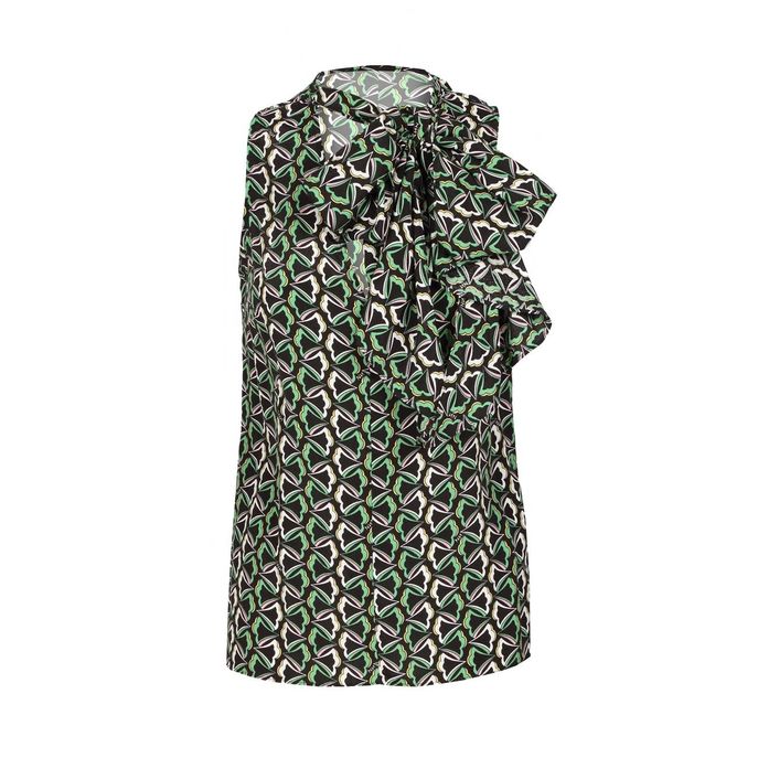 TOP STAMPA LIBERTY CON SPALLA LARGA E PUNTE Donna Nero Verde