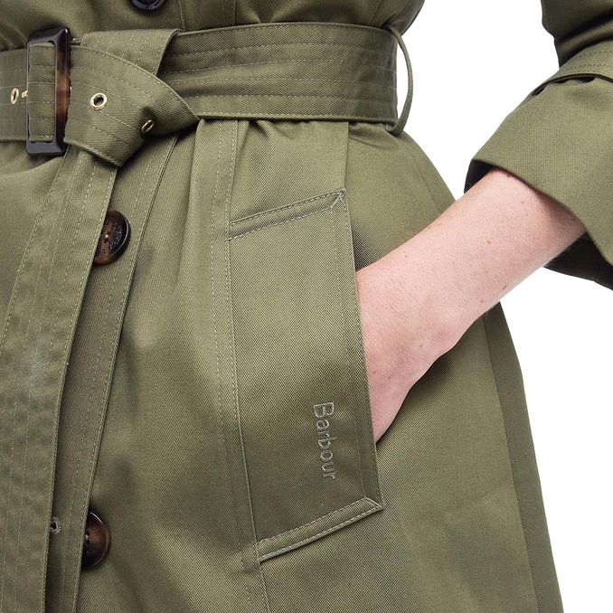 TRENCH CORTO GRETA Donna Olive Ancient Popla