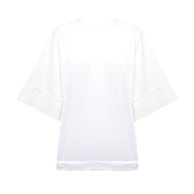 TSHIRT GIROCOLLO JERSEY E POPELINE Donna Latte
