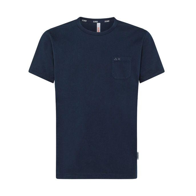 TSHIRT ROUND SOLID POCKET Uomo Navy Blue