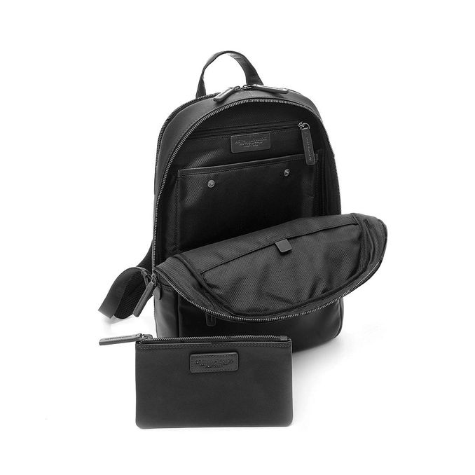 ZAINO ROUND LARGE TECH LEATHER Unisex Nero