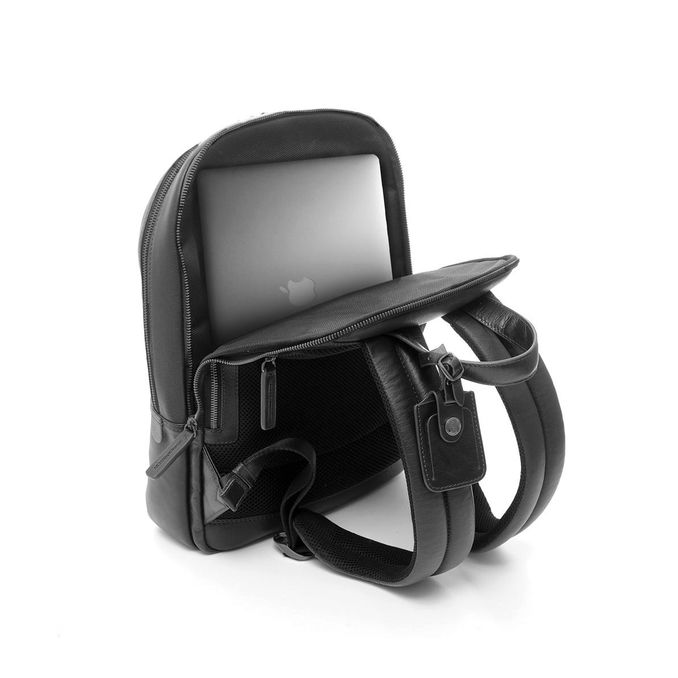 ZAINO ROUND LARGE TECH LEATHER Unisex Nero