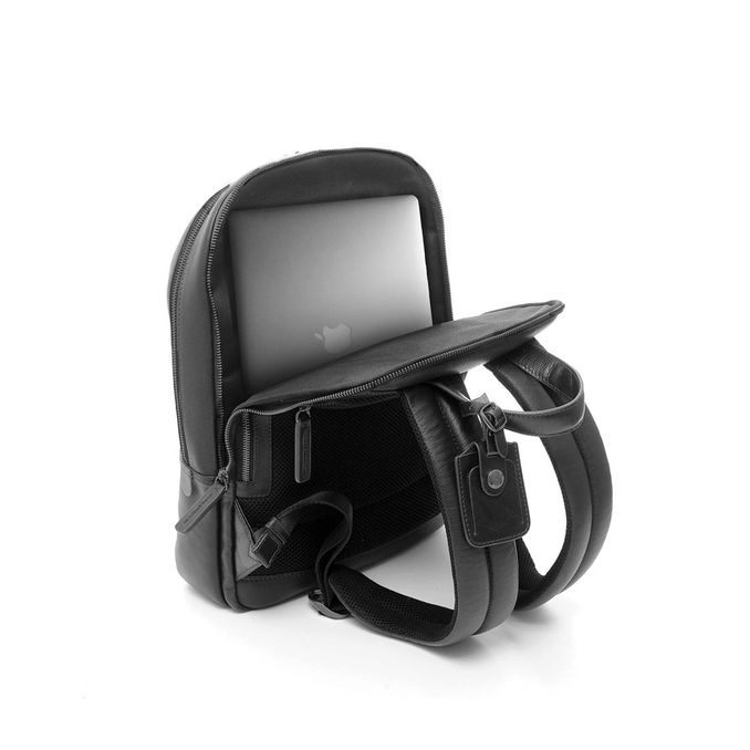 ZAINO ROUND MEDIUM TECH LEATHER Unisex Nero